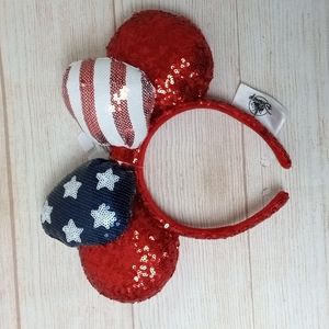 Disney American Flag Inspired Minnie Ear HeadBand - Stripes Starts